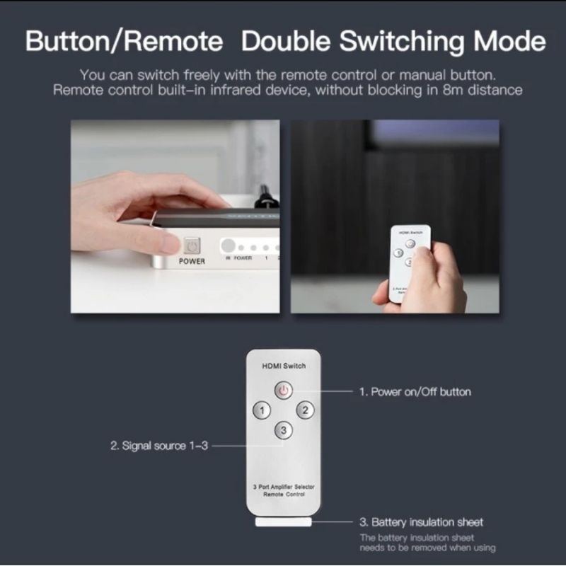 3 In 1 Out HDMI Switcher with Audio Splitter -AFJ