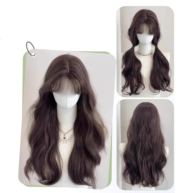 wig bando rambut panjang Wig korean style Wig bando curly Rambut palsu wanita full kepala Rambut ker