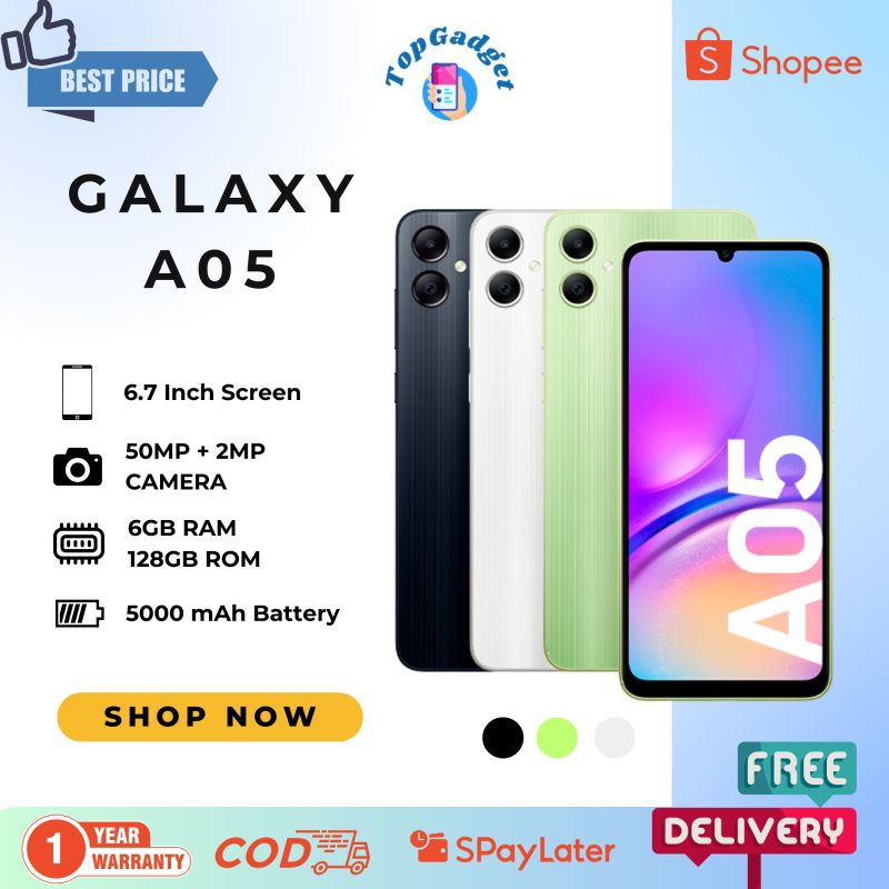 [PROMO] HP SAMSUNG A05 Ram 4/64GB & 6+128GB {Fast Charging 25Watt + Camera 50MP + Display 6,7inches 