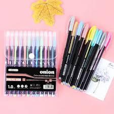 

pena glitter metalik 1.0mm isi 10 pcs, pulpen warna wari terang pastel neon color pen, pen zuixua Onion xiao yang