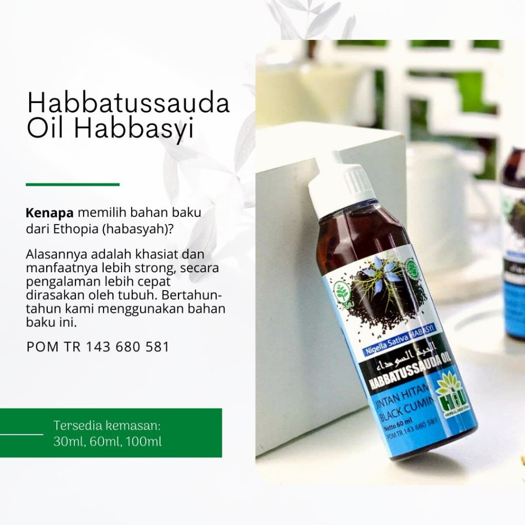 Habbasyi Oil Herbal Indo Utama - Minyak Habbatussauda Habasyi Cair Murni Original POM