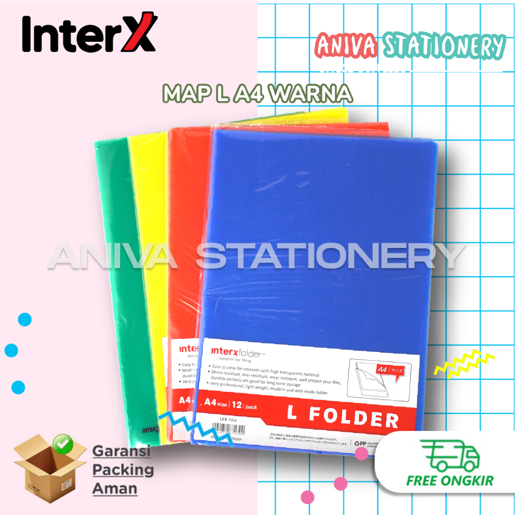 

12 Lembar InterX Map L Plastik Bening Folder L Ukuran A4
