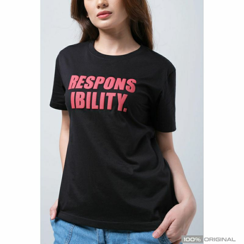 LOGO JEANS - Kaos Hitam Logo Jeans Original Kaos Wanita