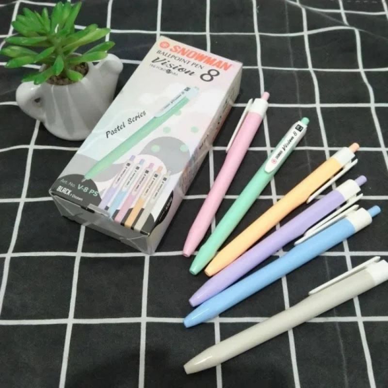 

SNOWMAN Bolpen Pen V8 Pastel 0.7mm / Pulpen Warna Pastel Vision 8 Semi Gel - Hitam Ecer