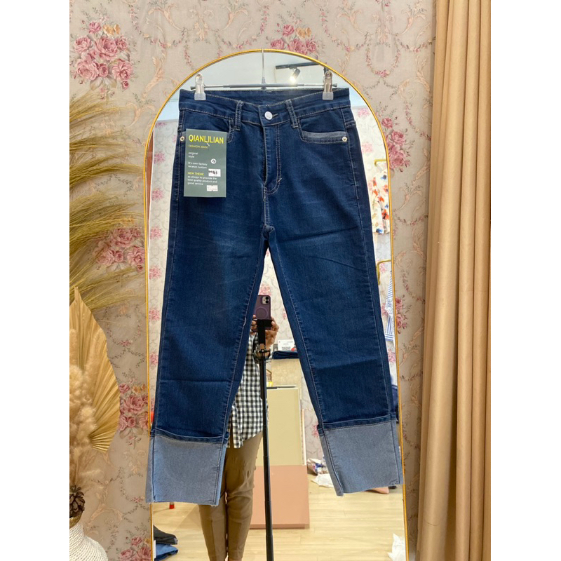 Bawahan Jeans Lipat by Qianlilian Wanita