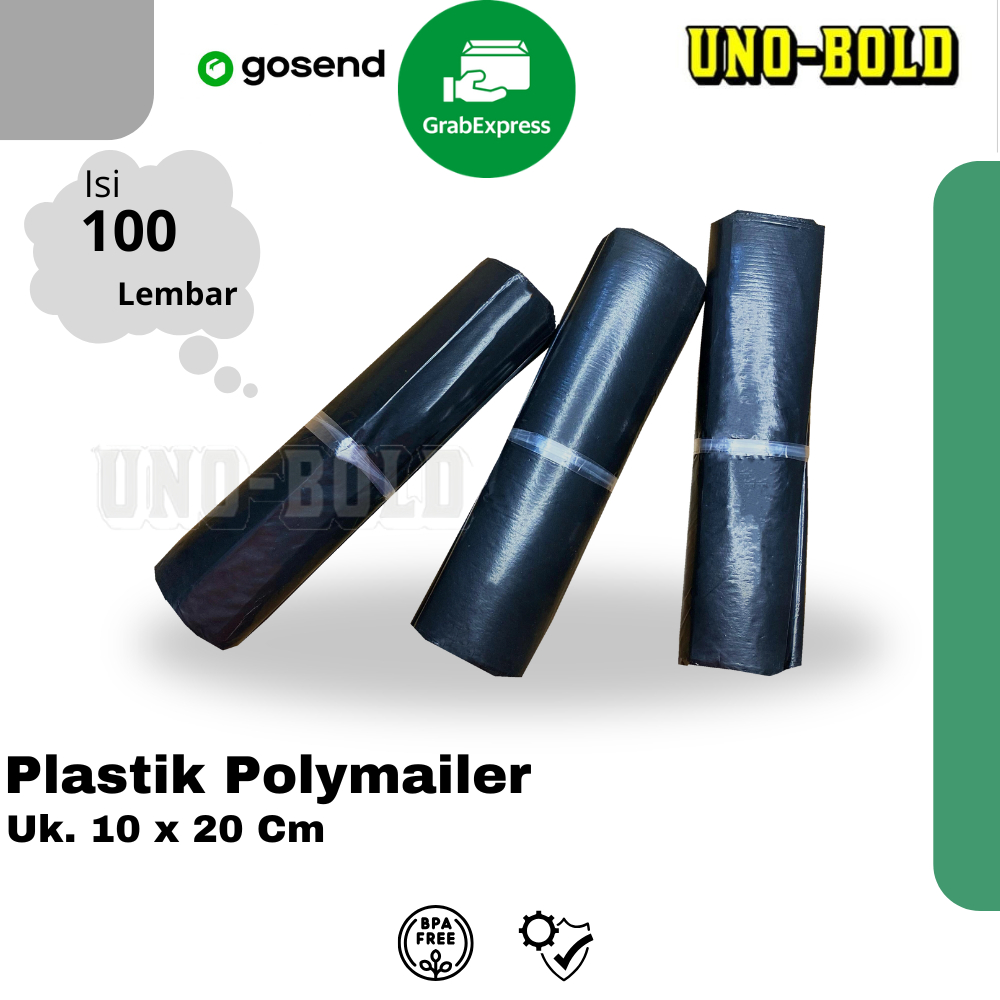 

PLASTIK POLYMAILER HITAM 10x20 KANTONG PACKING HD ISI 100Pcs SUDAH ADA LEM PEREKAT