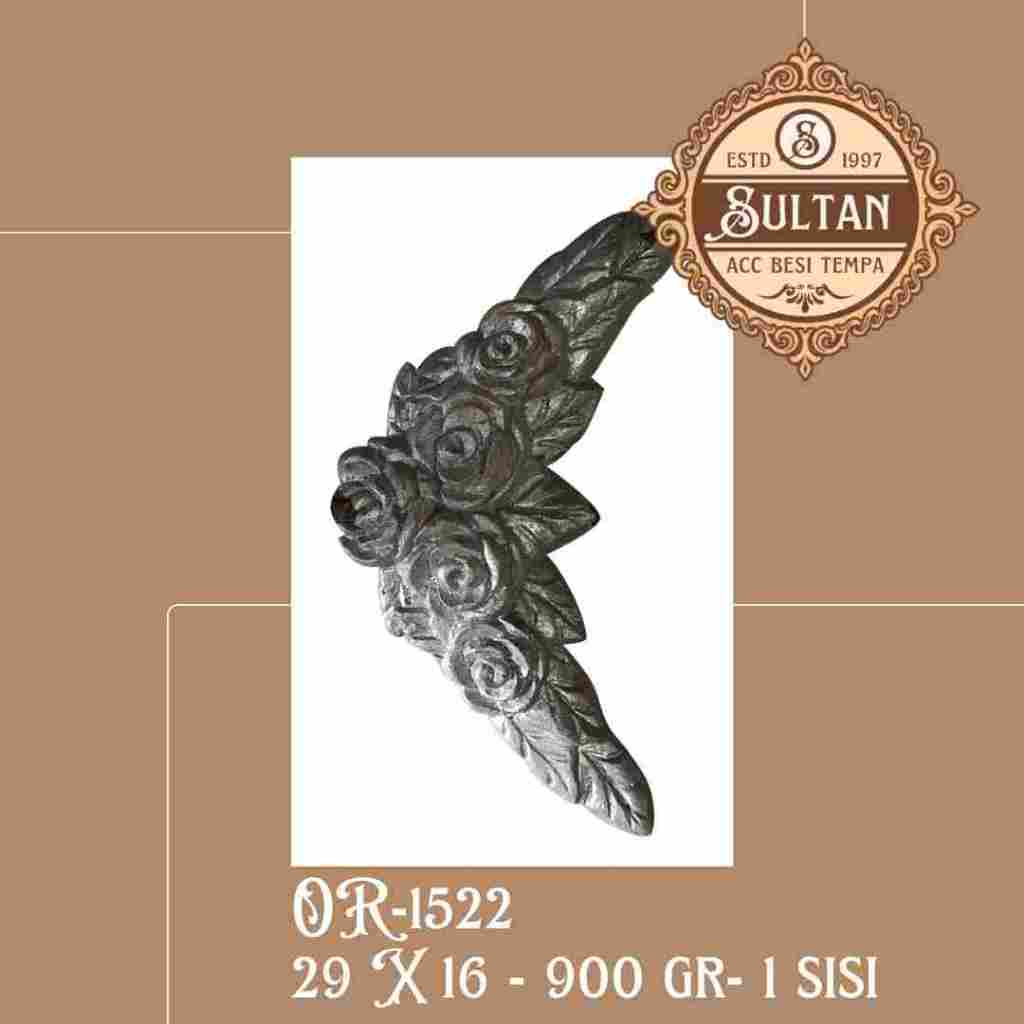 Sultan Besi Tempa / OR-1522 / Ornamen Daun Besi Tempa / Ornamen Pagar Besi Klasik / Aksesoris Besi T