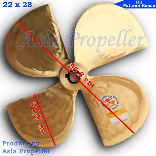 Propeller / Baling baling kapal Kuningan ukuran 22 x 28 RH 4 Daun - Asia Propeller