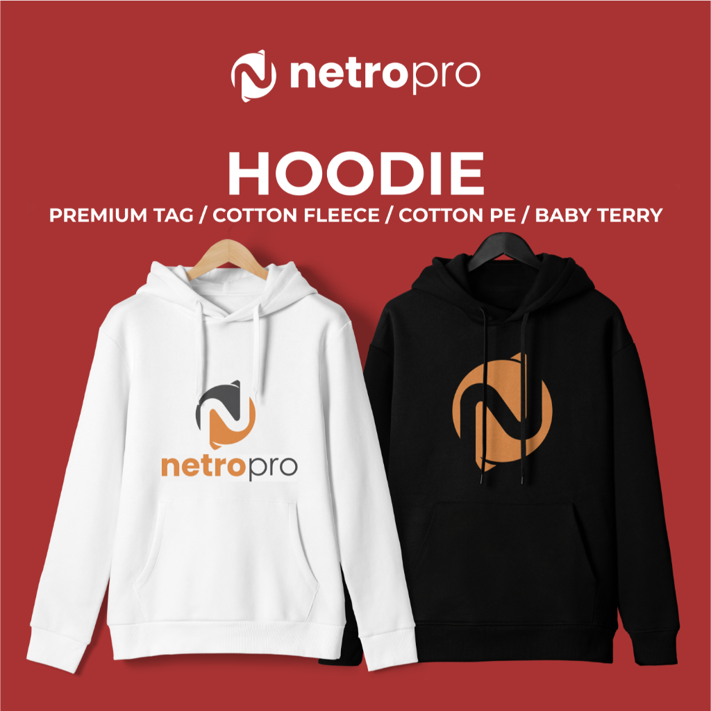 Hoodie Cotton Fleece Cotton PE Baby Terry Premium Tag Custom DTF Sablon - Netro Productions