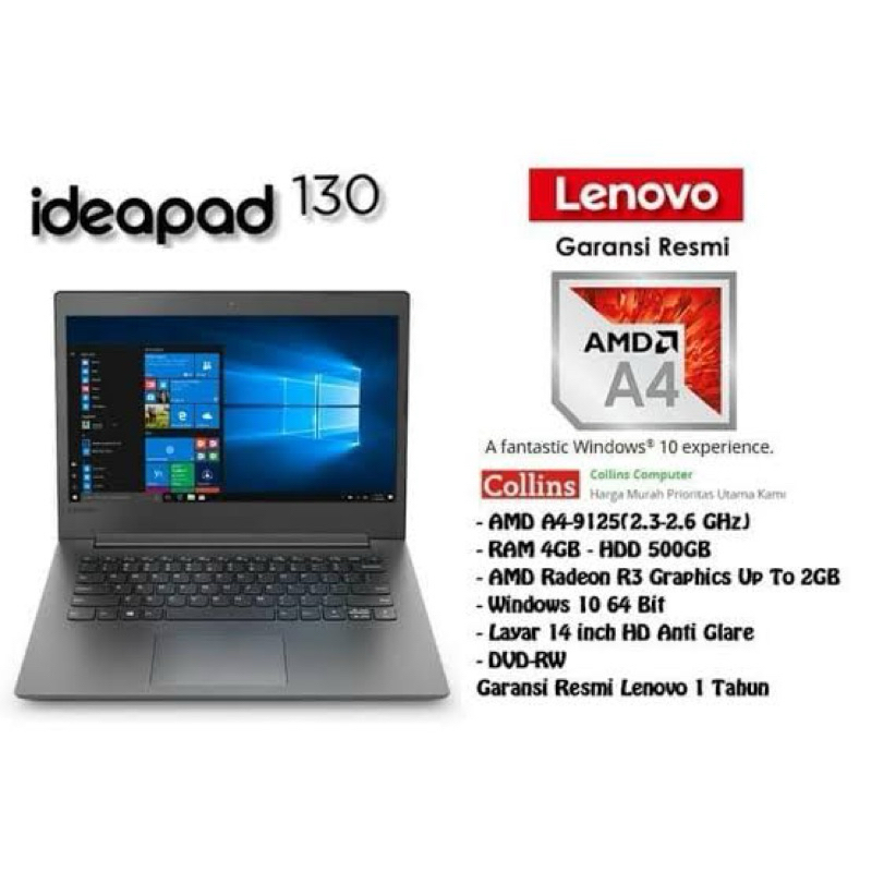 LAPTOP BEKAS LENOVO IDEAPAD 130 AMD A4 RAM 4GB