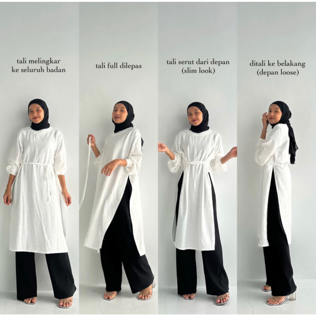 NARENAA | Tunik Wanita Tali - Tunik Cinkle - Tunik Untuk Kondangan - Atasan Wanita - Tunik Polos Bel