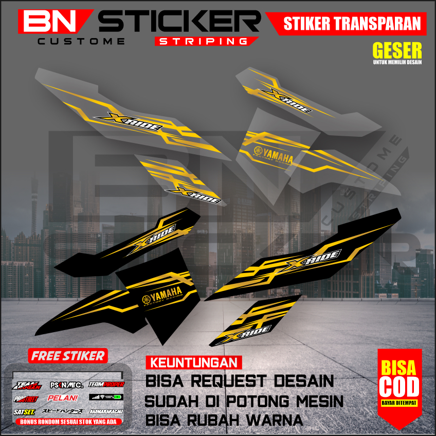 STRIPING YAMAHA X-RIDE 115 MINIMALIS TRANSPARAN VARIASI CUSTOM X-RIDE 115 VARIASI MOTIF SIMPLE RD-5