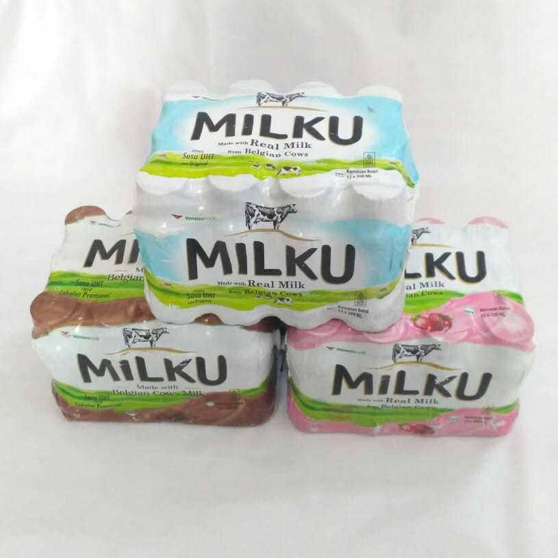 

MILKU Susu UHT Botol 200 ml - Original - Cokelat - Strawberry - Karton isi 12 Botol - SJY Shop Hemat