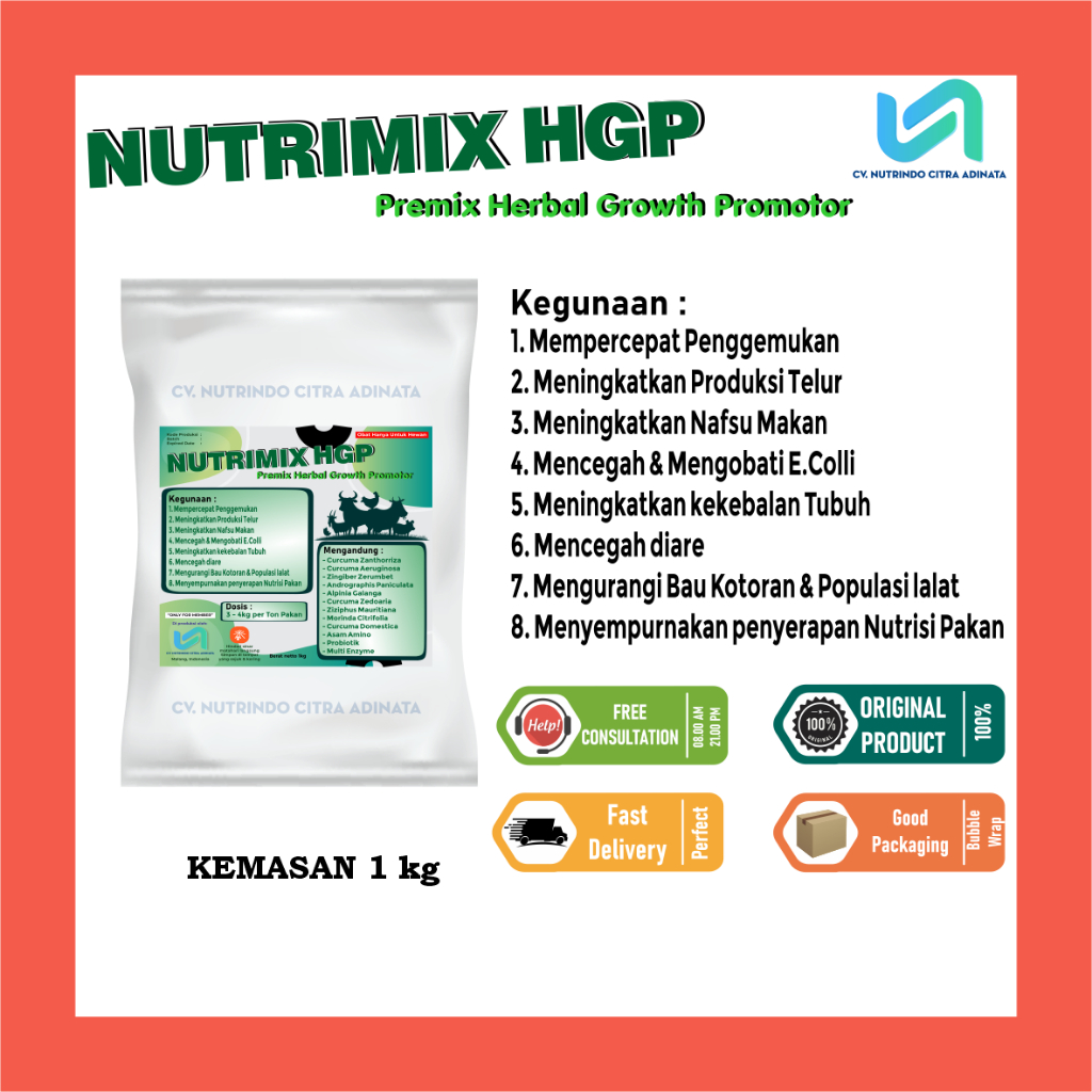 NUTRIMIX HGP - HERBAL PREMIX - HERBAL GROWTH PRMOTOR - HGP - SAPI, KAMBING, AYAM, KERBAU 1KG