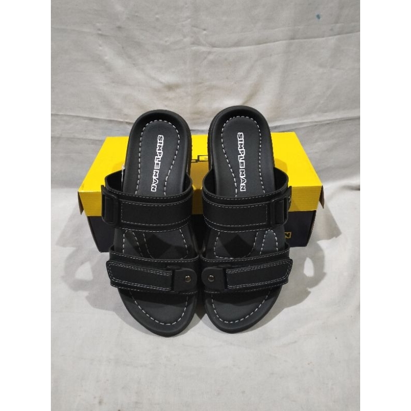 Sandal slide kasual ban dua pria SIMPLE MAN ORIGINAL ALEXI HITAM