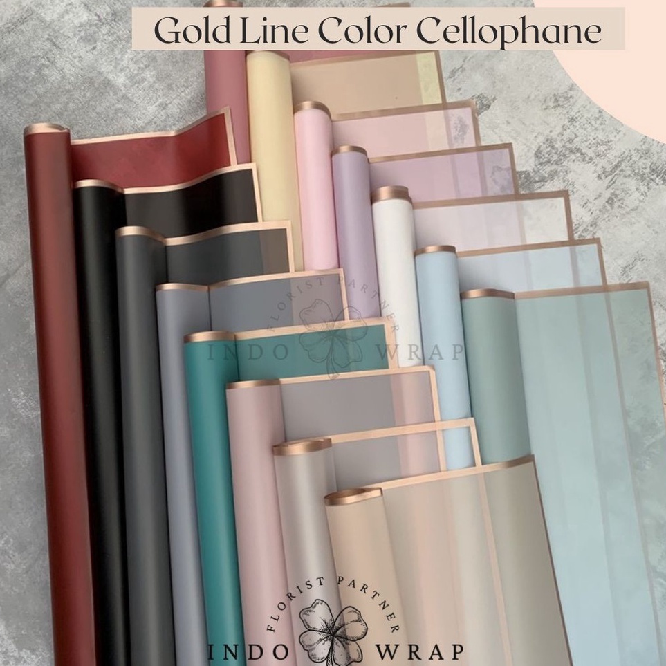 

Promo Belanja 2 LEMBAR KERTAS FLOWER WRAPPING GOLD LINE COLOR TRANSPARENT CELLOPHANE KERTAS BUKET BUNGA HAND BOUQUET
