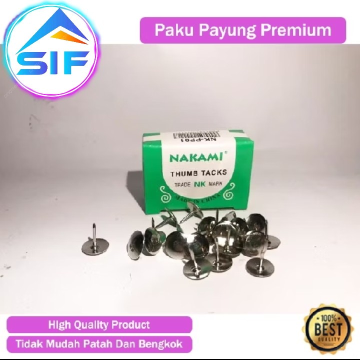 

Pines Nail Thumb Tack Paku Payung Kecil Paku Jamur Kursi Super Tajam Per Kotak Kecil Murah