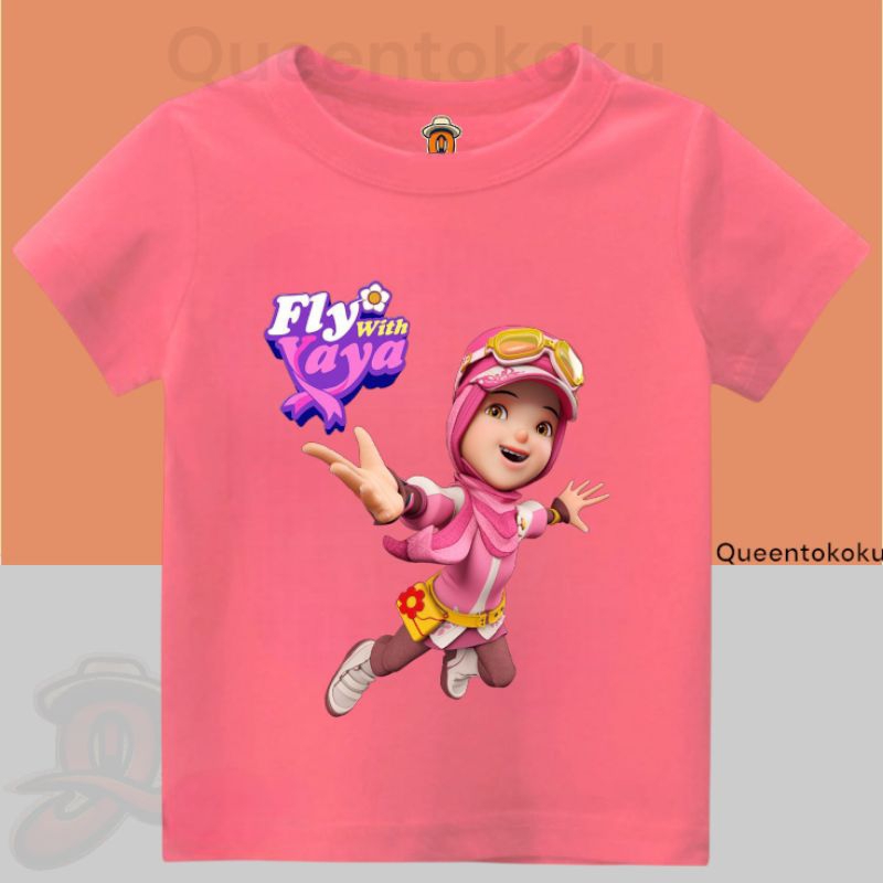 Kaos Anak perempuan Yaya BoBoiBoy Fly with yaya