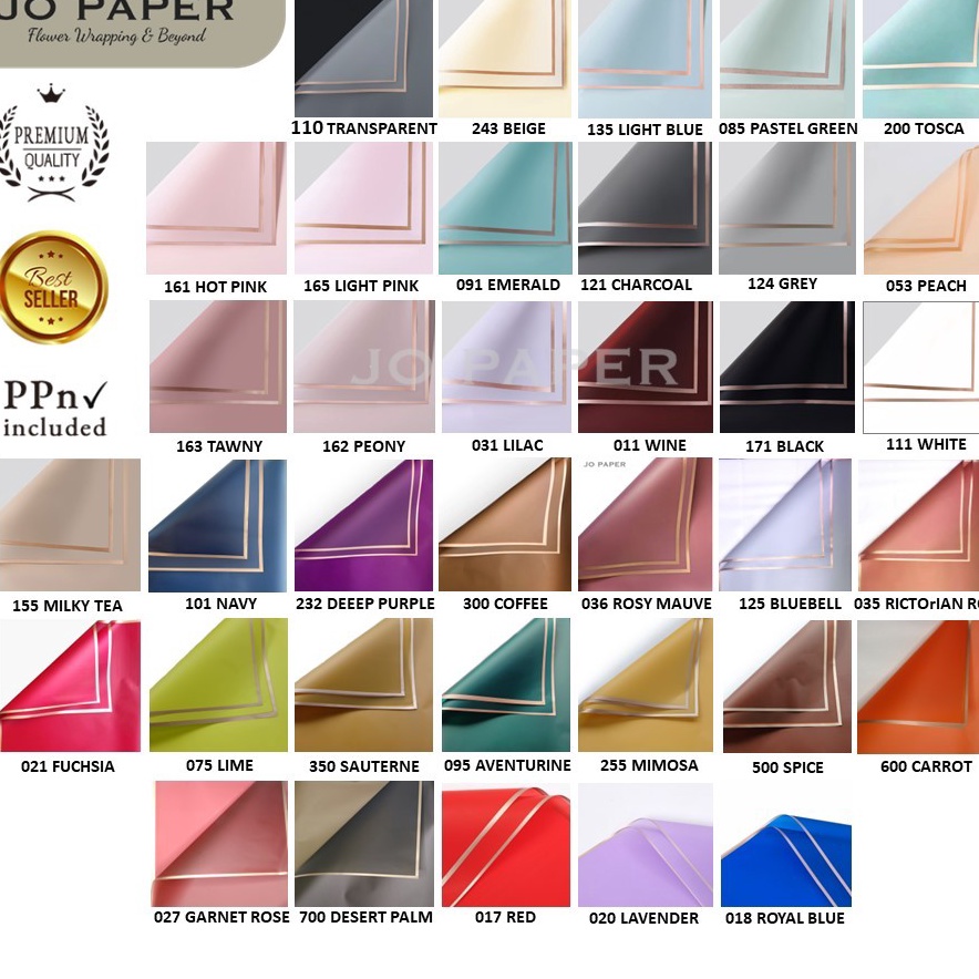 

Produk Berkualitas 5 LEMBAR Flower Wrapping Paper Varian List Gold Emas Kertas Buket Bunga Snack Cellophane Florist