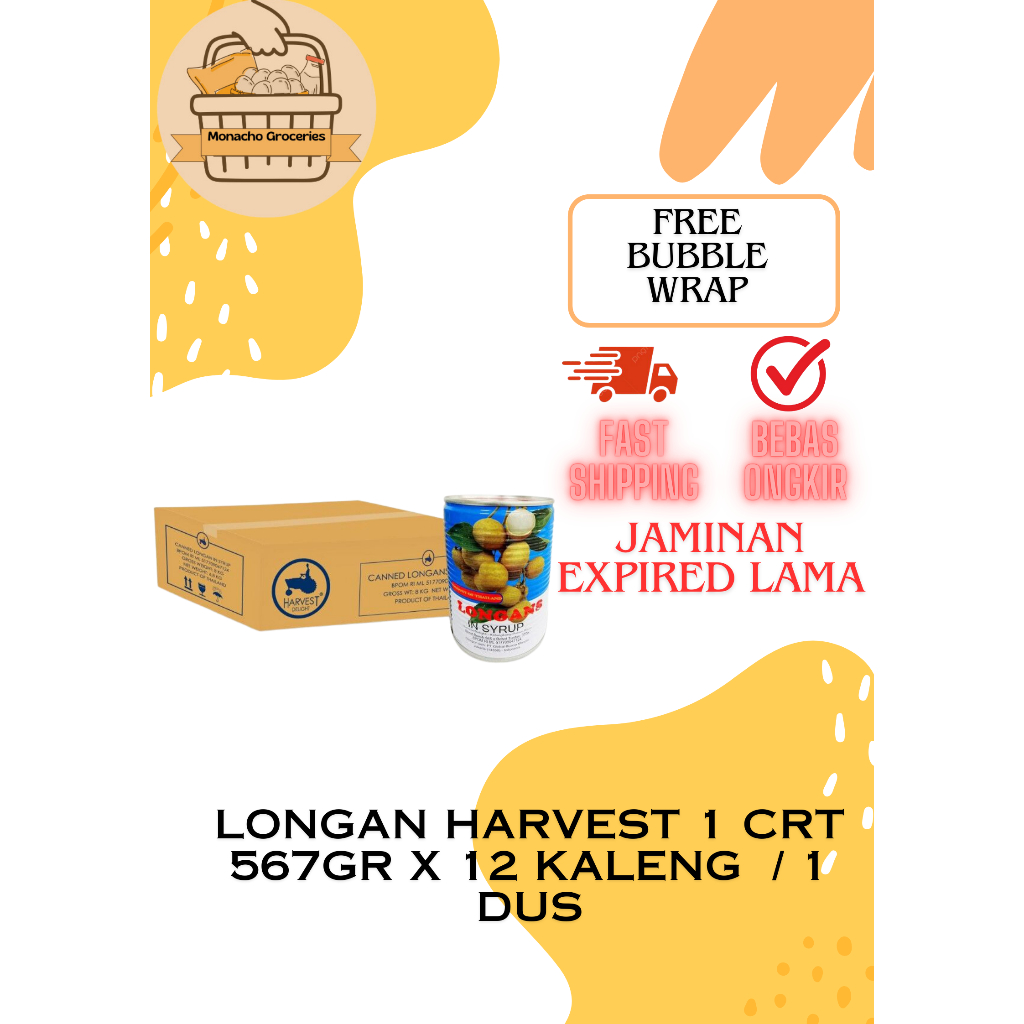 

Longan harvest 1 crt 567gr x 12 kaleng / 1 Dus