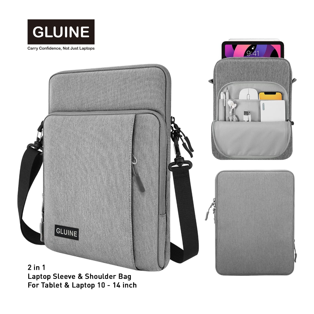 GLUINE 9368 Tas Laptop Tablet 14" Utility Laptop Tablet Sleeve With Shoulder Belt For Men And Women