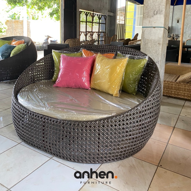 Daybed Rotan Sintetis / Sofa Bed Rotan Sintetis Premium