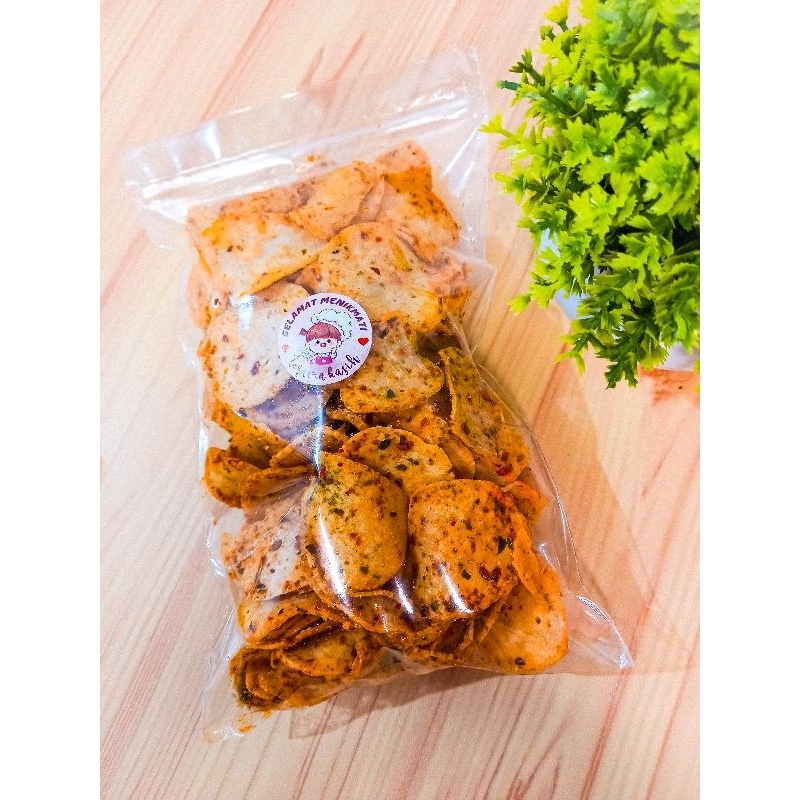 

Keripik Basreng Pedas Daun Jeruk
