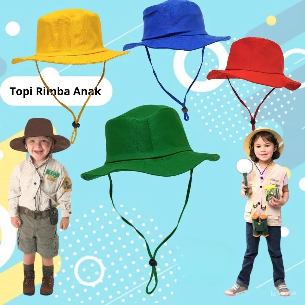 Topi Bucket Rimba Polos Tali Anak Laki Laki Perempuan Usia 2- 10 Tahun