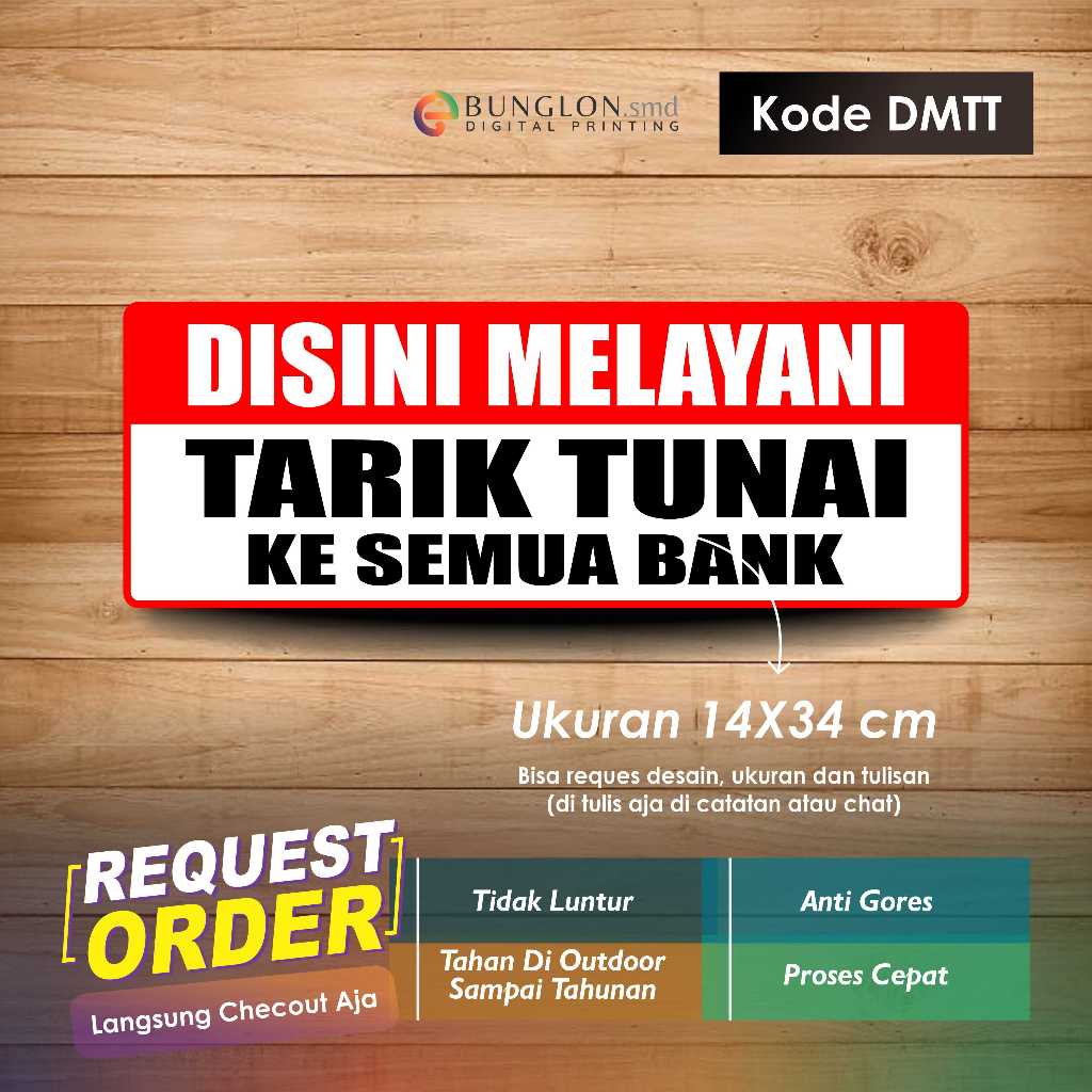 

STIKER MELAYANI TARIK TUNAI + LAMINASI KODE DMTT KUNING MERAH