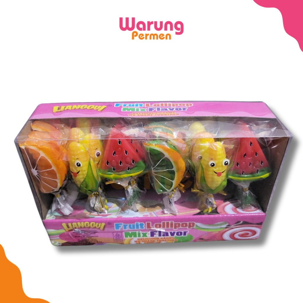 

Fruit Lollipop Mix Flavor / Permen Keras Karakter Lucu Lianggui Aneka Bentuk Buah / Kaki / Animal Isi 30 Pcs