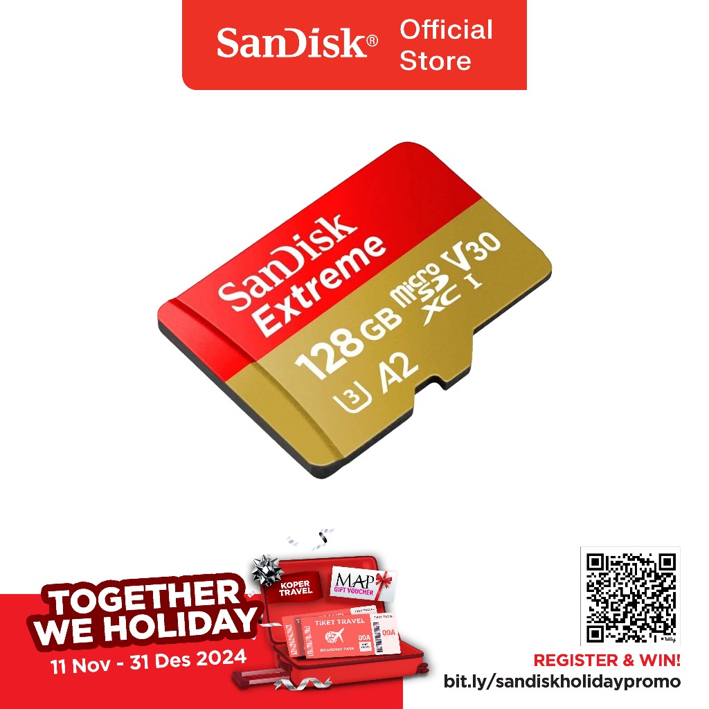 SanDisk microSDXC Extreme 128GB Class 10 UHS-I A2 V30 U3 4K UHD Drone (Up to 190MB/s)