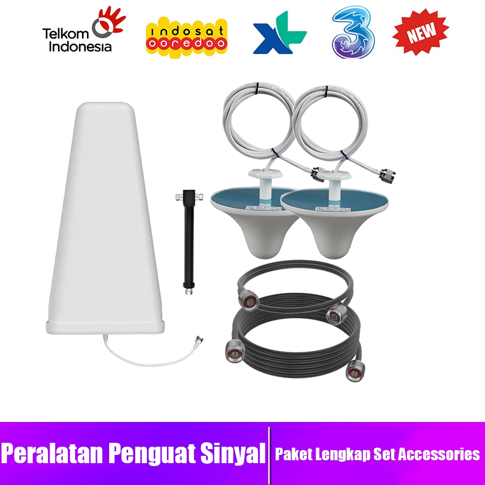 Paket Lengkap Aksesoris Peralatan Penguat Sinyal Repeater Kabel Antena LDPA (2 Antena Jamur dalam Ru