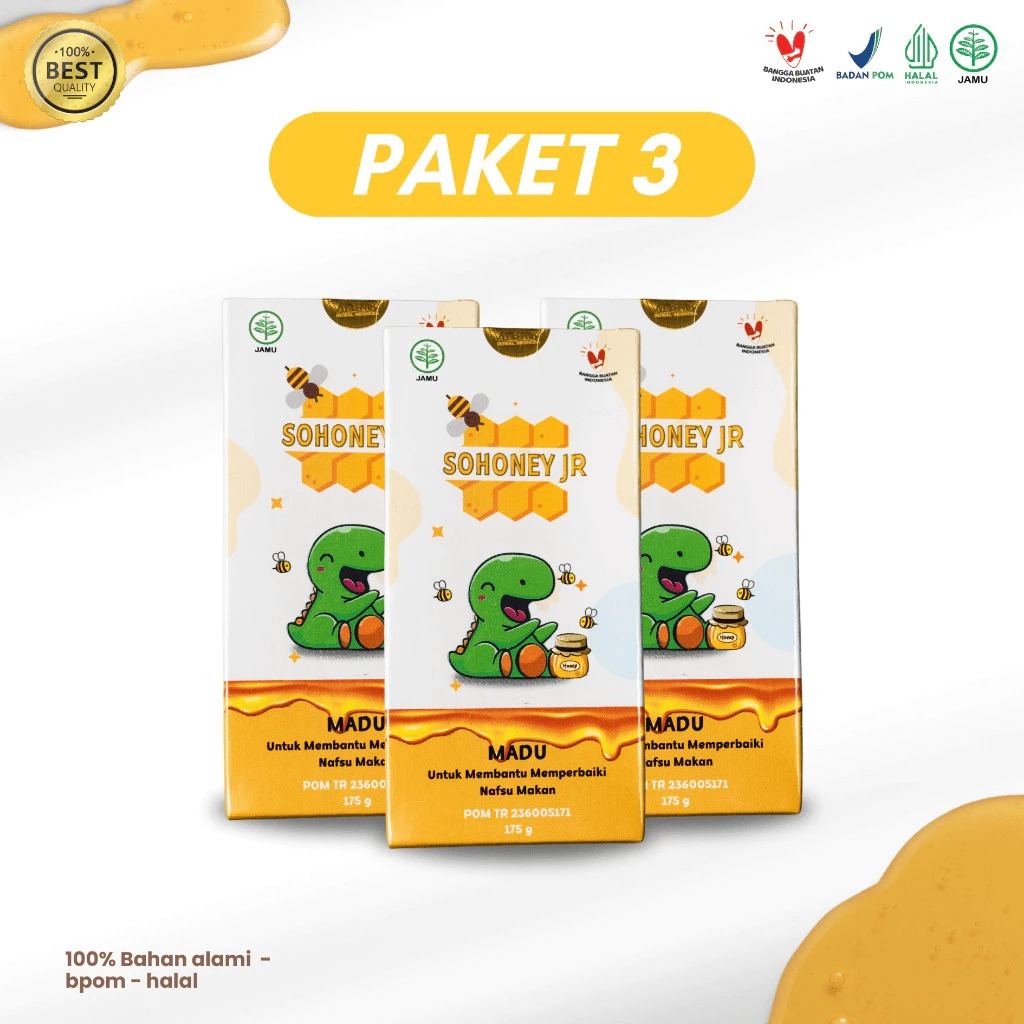 

(PROMO PAKET MURAH 3 BOTOL Sohoney Jr) - Multivitamin Penambah Nafsu Makan Anak