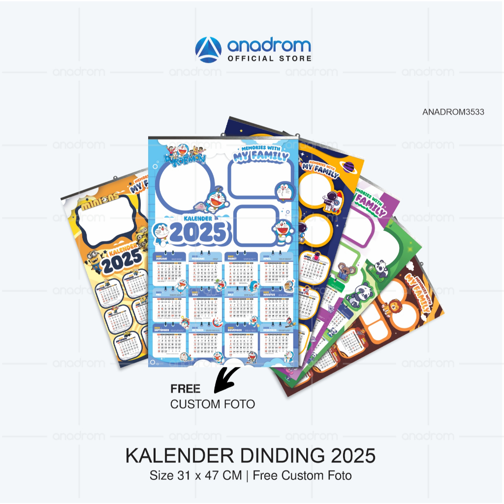 

Cetak Kalender Dinding 2025 | Kalender Keluarga | Free Custom Foto | Size 31X47 Cm | Anadrom 3533