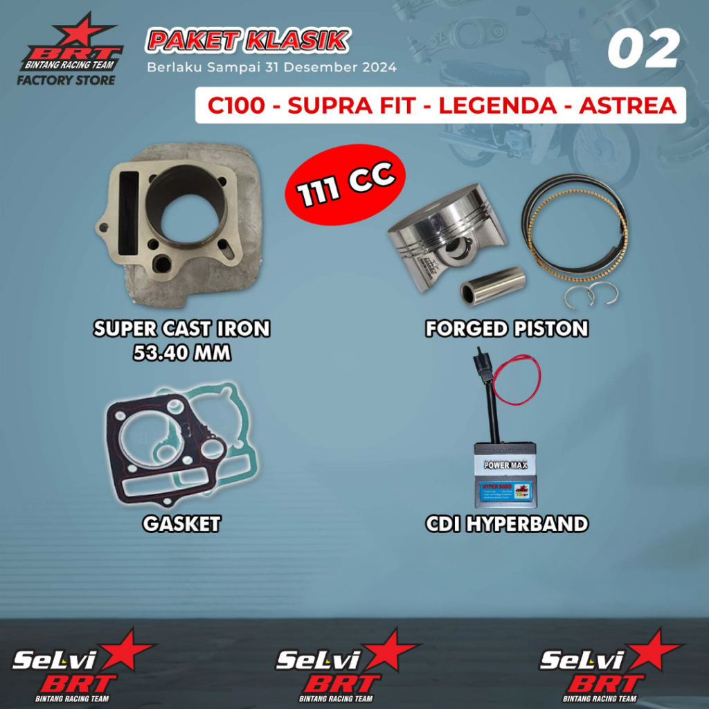 PAKET KLASIK 2 TOURING BORE UP BRT C100 ASTREA GRAND SUPRA X SUPRA FIT REVO 100 LEGENDA PRIMA WIN