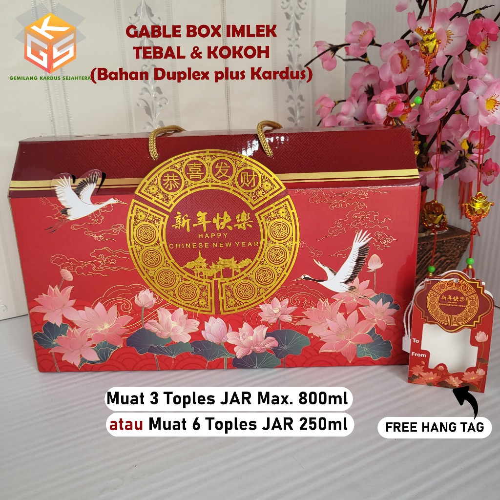 

10pcs Box Hampers Imlek | Ukuran 3 Toples Jar | Gable Box Imlek | Box Imlek | Kotak Imlek