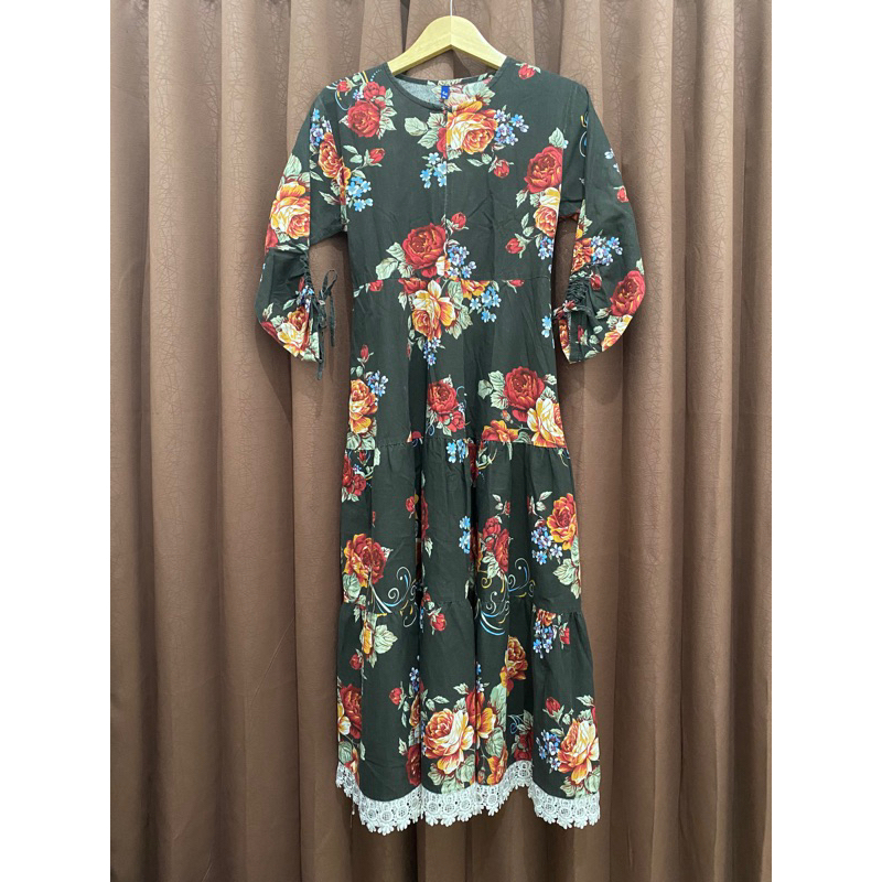 TUNIK WANITA MOTIF // MIDI DRESS MOTIF // TUNIK WANITA BUNGA BUNGA // PRELOVED