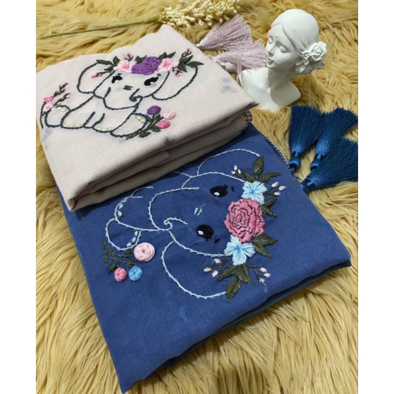 Kudung Jabat Seri Segiempat | Hijab Sulam Motif Segiempat | Hijab Sulam Segiempat | Hijab Sulam Tang