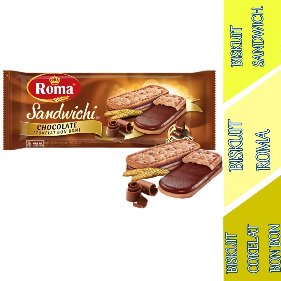 

Biskuit Chocolate Bon Bon - Biskuit Roma - Biskuit Sandwich Choco - 157gr