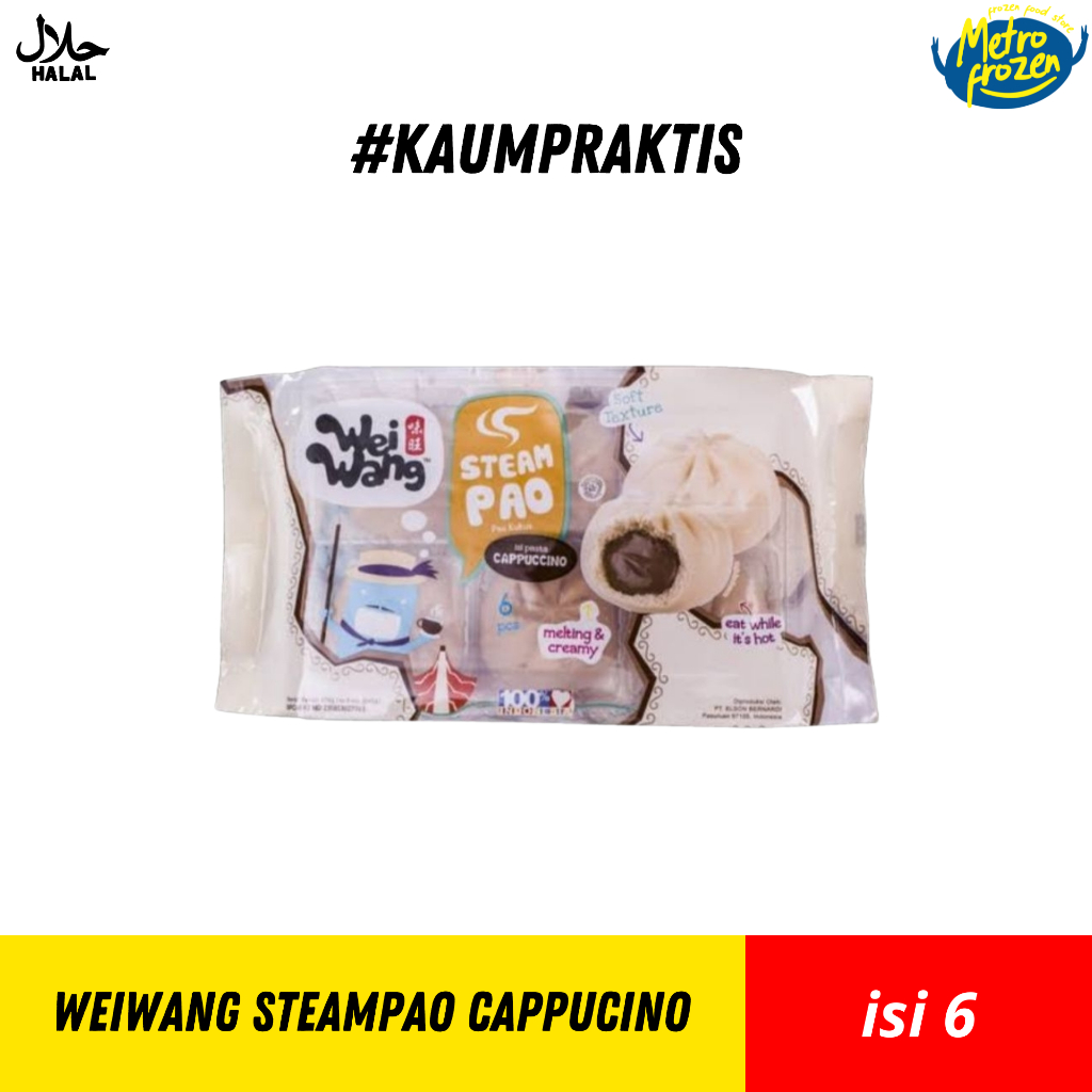 

WeiWang SteamPoa Rasa Cappuccino (isi 6) //bakpao mini rasa cappucino //bakpao frozen instan Banjarmasin