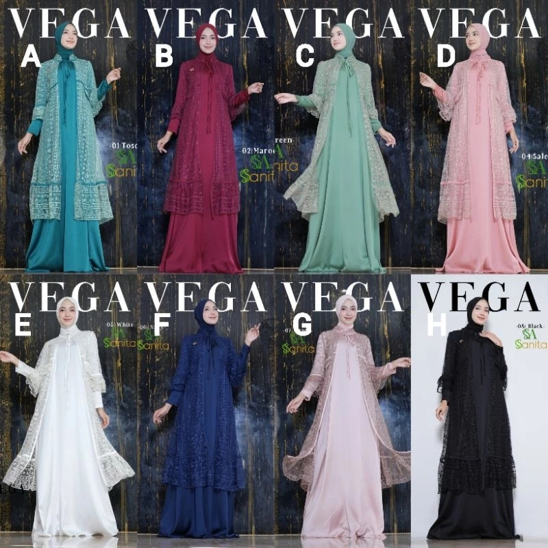SANITA VEGA SERIES BY SANITA ABAYA Set Outer Dress by Sanita 5 By SANITA Gamis Ceruty DRESS LEBARAN