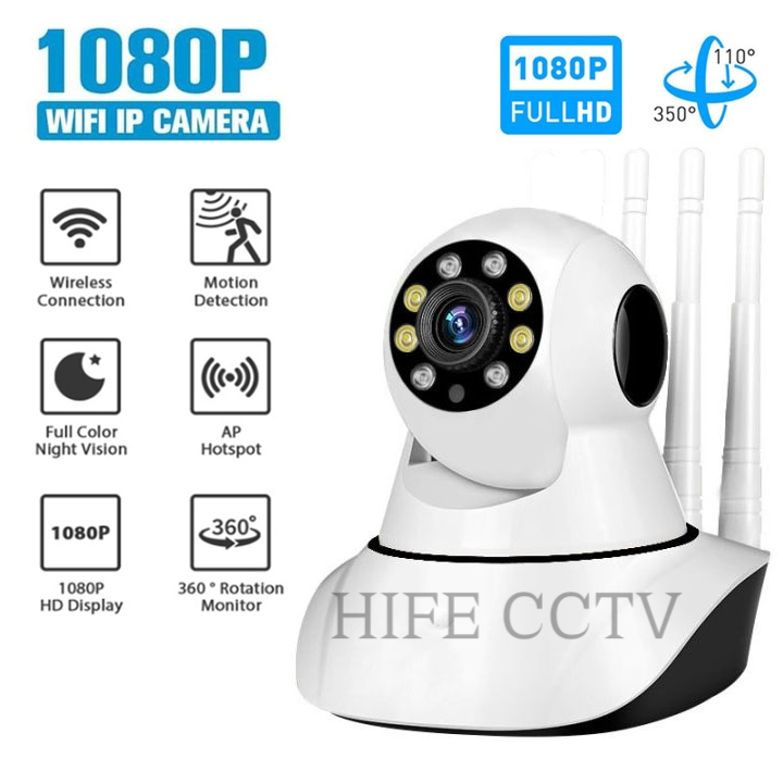 IP Camera Cctv WiFi 3 Antena V380 Wireless 1080P Night Vision