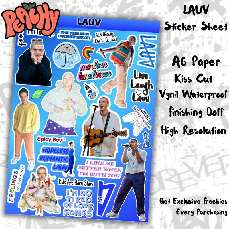 

Lauv Sticker Pack | Sticker Vynil | sticker Waterproof | sticker sheet | sticker band | sticker tumbler | stiker anti air | sticker music | sticker HP laptop | sticker murah | sticker kpop | stiker Aesthetic | kiss cut | sticker A6 | Sticker Korea