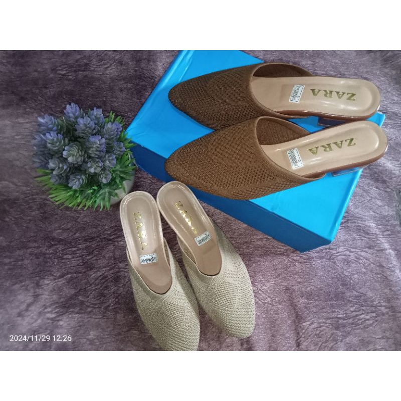 sepatu sandal rajut hak 3cm zara