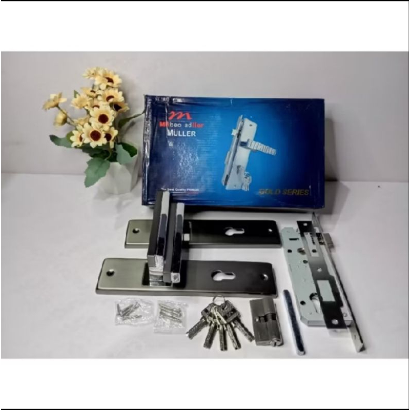 Handle pintu rumah stainless steel Muller/selot pintu muller ukuran besar/gagang pintu set muller