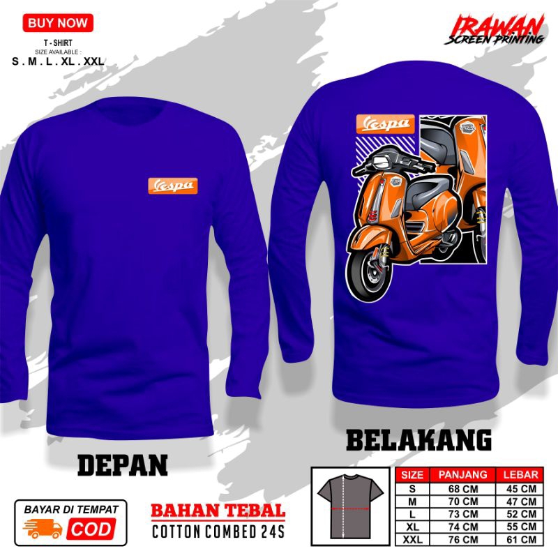 KAOS VESPA OREN LENGAN PANJANG