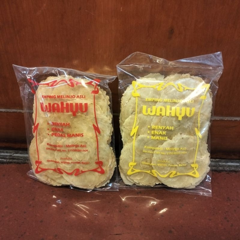 

400gram emping melinjo asli WAHYU mentah ukuran jumbo rasa pedas manis dan manis