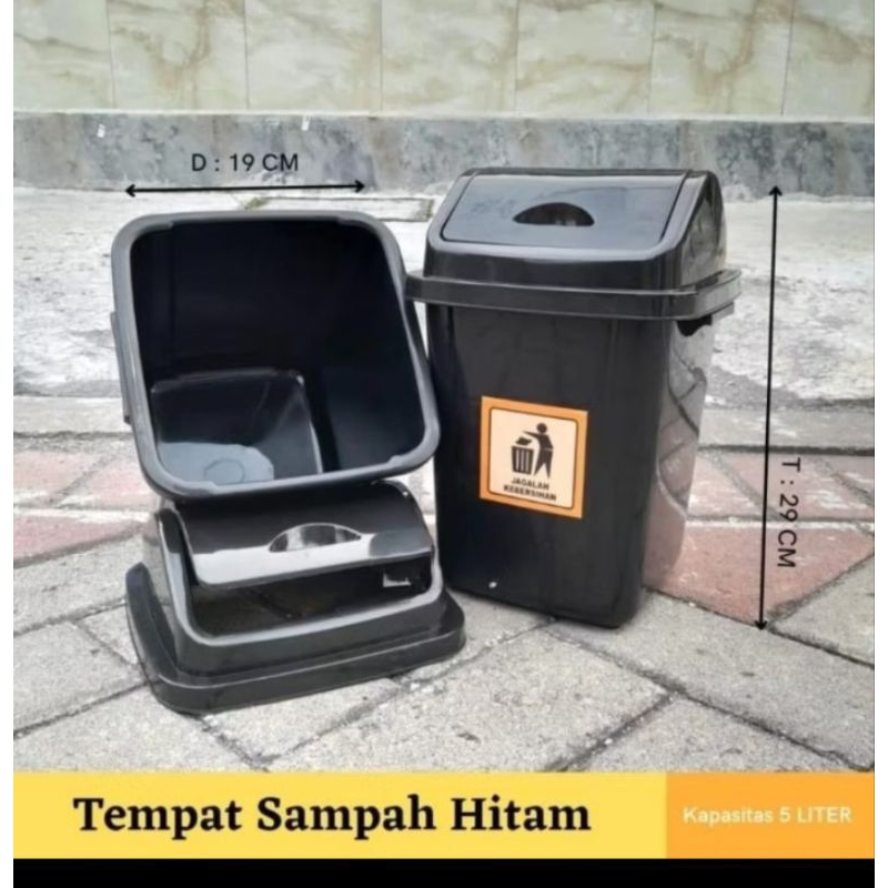 Tempat Sampah Elit - Bak Sampah Aesthetic / Tong Sampah Kamar Mandi 10 Liter Hitam Dan Florence