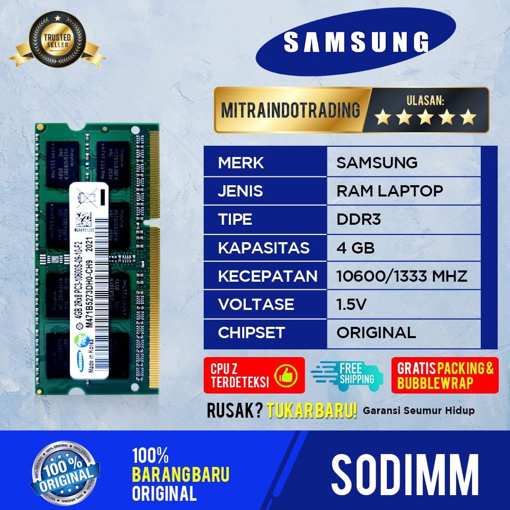 Sale RAM SAMSUNG SODIMM DDR3 4GB 16 NON L 15V LAPTOP