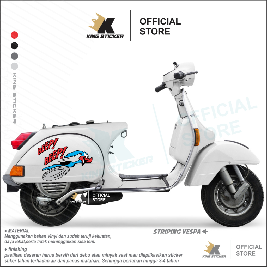 PX03 Sticker motor vespa px / stiker anime road runner / stiker beep beep [stiker 1 pasang]